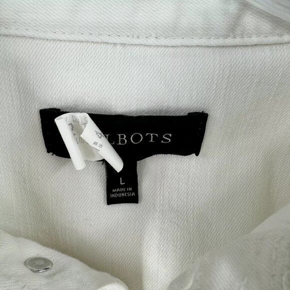 Talbots Jacket Large Denim Pockets Stretch Denim Pockets Casual Minimalist White - Picture 7 of 7